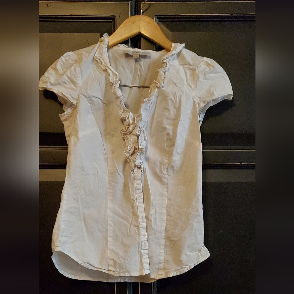 Ann Taylor Loft Ruffled Cap Sleeve Blouse